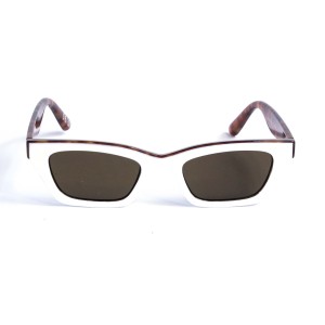 Женские сонцезащитные очки 12714 леопардовые/белые с коричневой линзой 