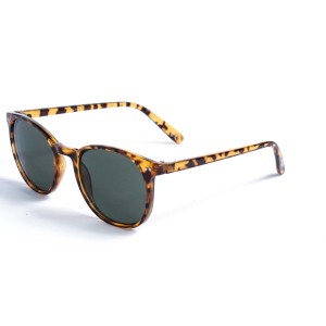 Жіночі сонцезахисні окуляри 12725 леопардові з зеленою лінзою 