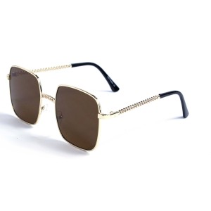Жіночі сонцезахисні окуляри 12726 золоті з коричневою лінзою 