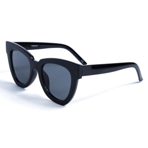 Женские сонцезащитные очки 12730 чёрные с чёрной линзой 