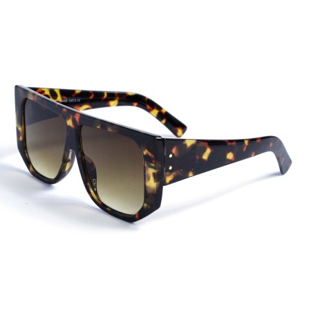 Женские сонцезащитные очки 12739 леопардовые с жёлтой линзой 