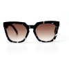 Женские сонцезащитные очки 10764 черно-белые с коричневой линзой 