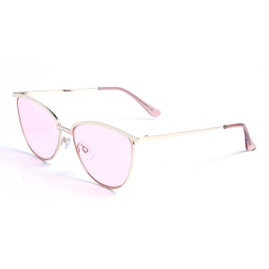 Жіночі сонцезахисні окуляри 12741 золоті з рожевою лінзою 