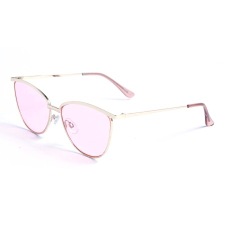 Женские сонцезащитные очки 12741 золотые с розовой линзой 