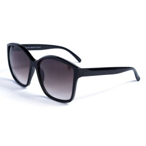 Женские сонцезащитные очки 12742 чёрные с чёрной градиент линзой 