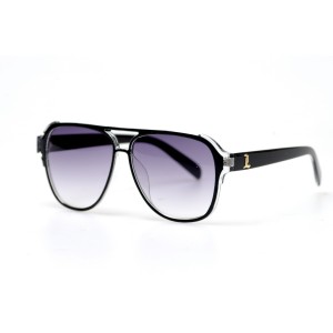 Женские сонцезащитные очки 10765 чёрные с фиолетовой линзой 