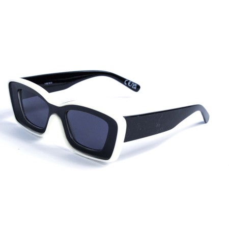 Женские сонцезащитные очки 12752 чёрные с чёрно-белой линзой 