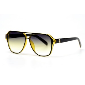 Женские сонцезащитные очки 10766 чёрные с жёлтой линзой 