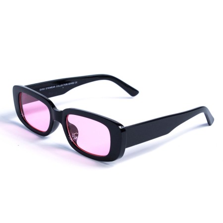 Жіночі сонцезахисні окуляри 12764 чорні з рожевою лінзою 
