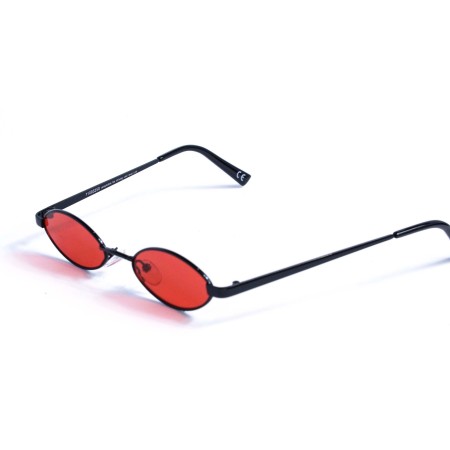 Женские сонцезащитные очки 12773 чёрные с красной линзой 