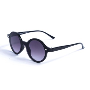 Женские сонцезащитные очки 12774 чёрные с темно-синий линзой 