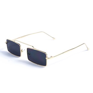 Женские сонцезащитные очки 12777 золотые с чёрной линзой 