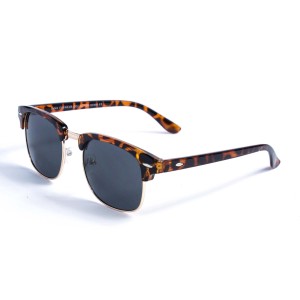 Женские сонцезащитные очки 12778 леопардовые с чёрной линзой 