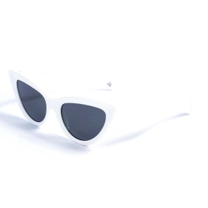 Женские сонцезащитные очки 12784 белые с чёрной линзой 