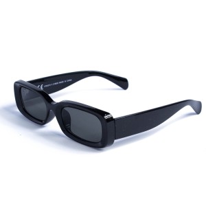 Женские сонцезащитные очки 12798 чёрные с чёрной линзой 