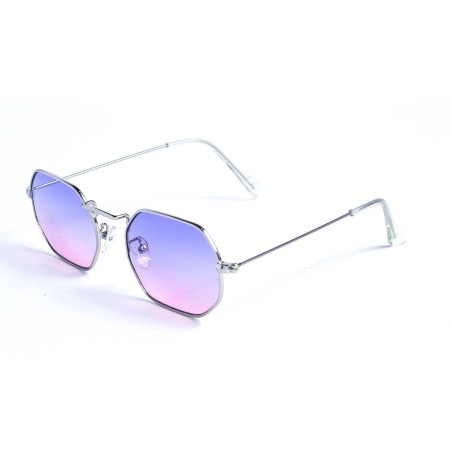 Жіночі сонцезахисні окуляри 12800 срібні з синьою градієнт лінзою 