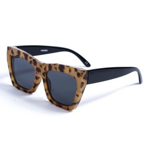 Женские сонцезащитные очки 12816 леопардовые с чёрной линзой 