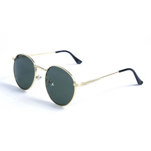 Женские сонцезащитные очки 12826 золотые с зелёной линзой 