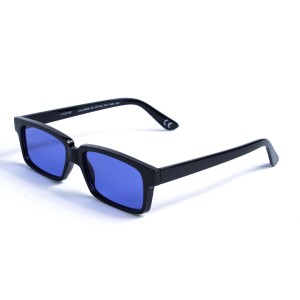 Женские сонцезащитные очки 12828 чёрные с синей линзой 