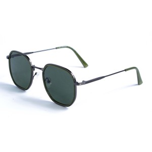 Женские сонцезащитные очки 12829 зелёные с зелёной линзой 