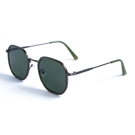 Жіночі сонцезахисні окуляри 12829 зелені з зеленою лінзою 