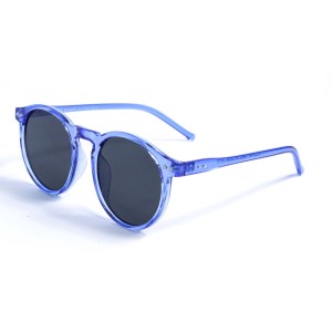 Женские сонцезащитные очки 12830 синие с чёрной линзой 