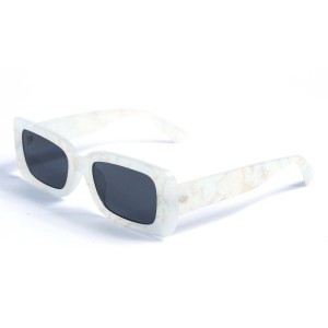 Женские сонцезащитные очки 12832 белые с чёрной линзой 