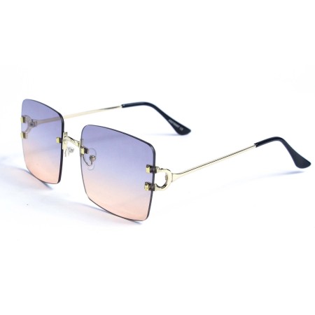 Женские сонцезащитные очки 12834 золотые с синей градиент линзой 