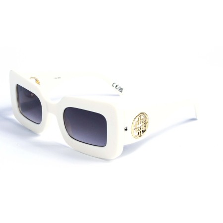 Жіночі сонцезахисні окуляри 12837 білі з чорною лінзою 