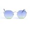 Женские сонцезащитные очки 12839 серебряные с синей градиент линзой . Photo 2