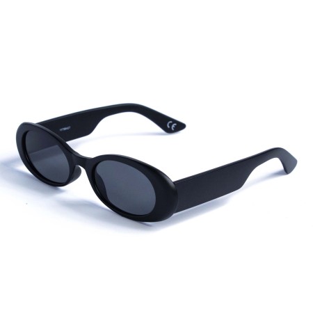 Жіночі сонцезахисні окуляри 12842 чорні з чорною лінзою 