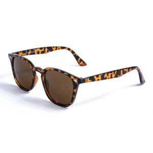 Женские сонцезащитные очки 12843 леопардовые с коричневой линзой 