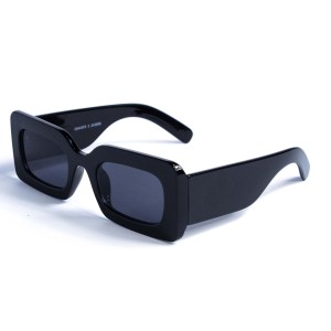 Жіночі сонцезахисні окуляри 12846 чорні з чорною лінзою 
