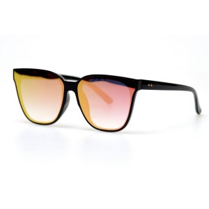 Женские сонцезащитные очки 10774 чёрные с розовой линзой 