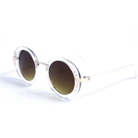 Женские сонцезащитные очки 12864 прозрачные с жёлтой линзой 