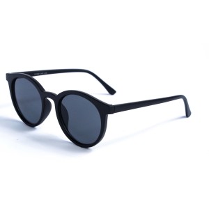 Женские сонцезащитные очки 12869 чёрные с чёрной линзой 