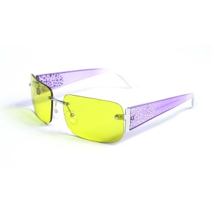 Женские сонцезащитные очки 12874 фиолетовые с жёлтой линзой 