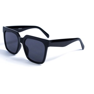 Женские сонцезащитные очки 12879 чёрные с чёрной линзой 