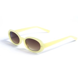 Женские сонцезащитные очки 12885 жёлтые с коричневой линзой 