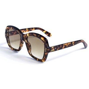 Женские сонцезащитные очки 12887 леопардовые с жёлтой линзой 