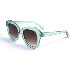Женские сонцезащитные очки 12890 зелёные с коричневой линзой 