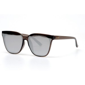 Женские сонцезащитные очки 10777 коричневые с зеркальной линзой 