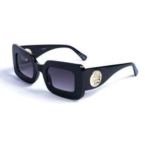 Жіночі сонцезахисні окуляри 12898 чорні з чорною лінзою 