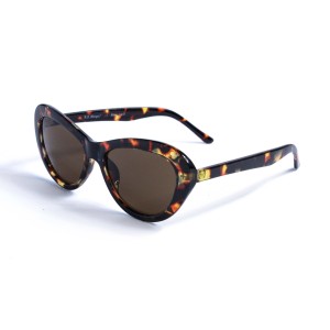 Женские сонцезащитные очки 12909 леопардовые с коричневой линзой 