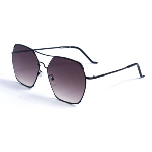 Женские сонцезащитные очки 12917 чёрные с коричневой линзой 