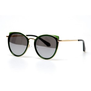 Женские сонцезащитные очки 10779 зелёные с зеркальной линзой 