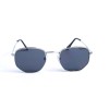 Женские сонцезащитные очки 12928 серебряные с чёрной линзой 