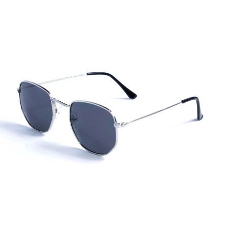 Жіночі сонцезахисні окуляри 12928 срібні з чорною лінзою 