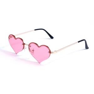 Жіночі сонцезахисні окуляри 12931 золоті з рожевою лінзою 
