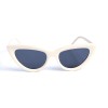 Женские сонцезащитные очки 12932 бежевые с темно-синий линзой 